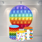 Lofaris Pop It Theme Circle Happy Birthday Backdrop For Party